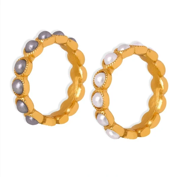 Gray Shell Pearls and Beaded Ring