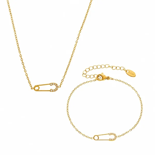Pin Motif CZ Layered Necklace
