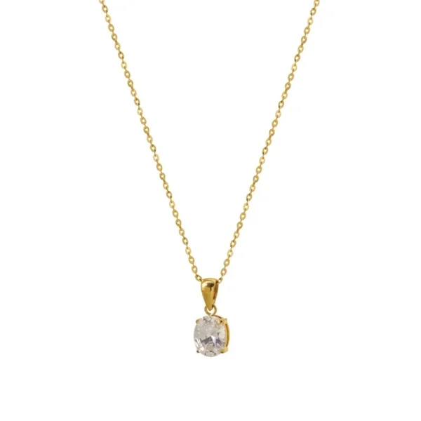 Oval CZ Pendant Necklace