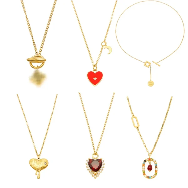Heart & Geometric Pendant Necklaces