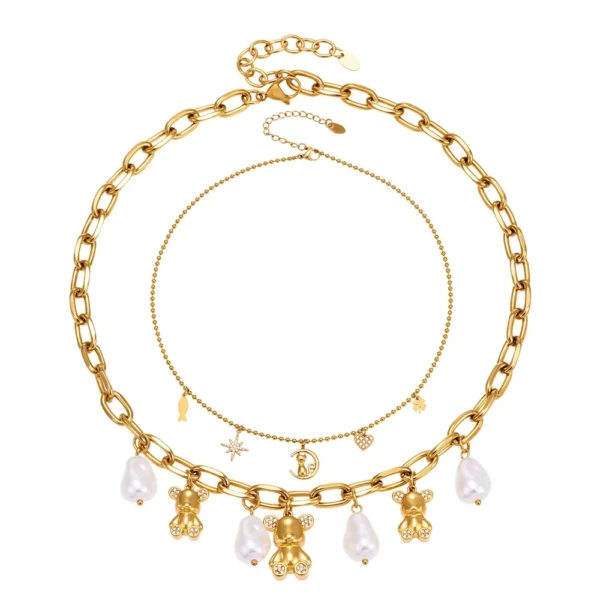 Teddy Pearl Charm Necklace