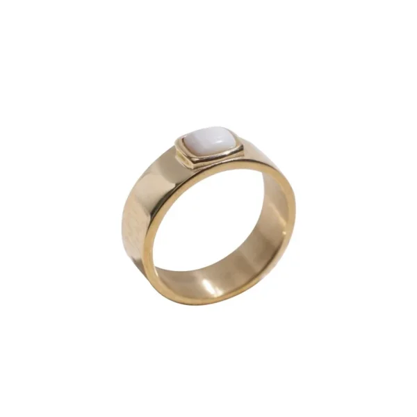 Polished Cushion Stone Signet Ring