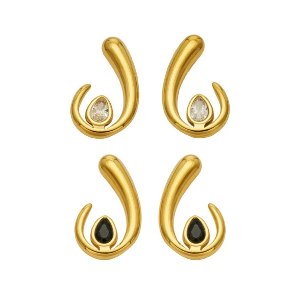 Teardrop CZ U-Shaped Stud Earrings