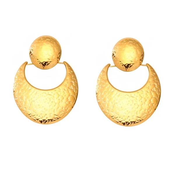 Hammered Crescent Stud Earrings