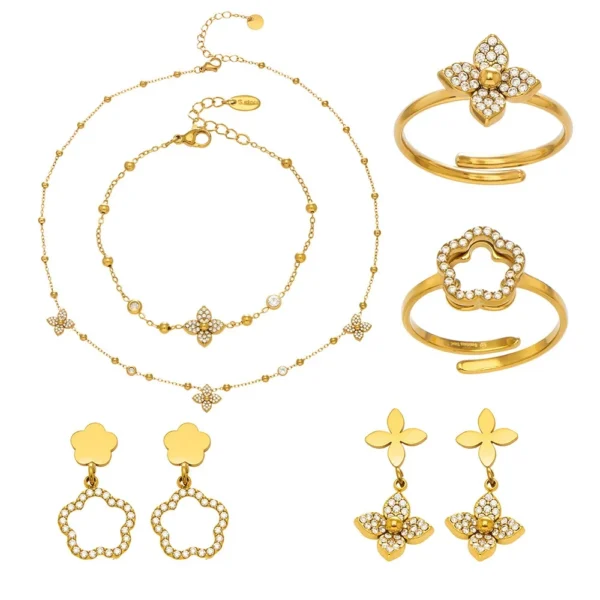 Pavé Flower Motifs Jewellery — Choose Your Piece