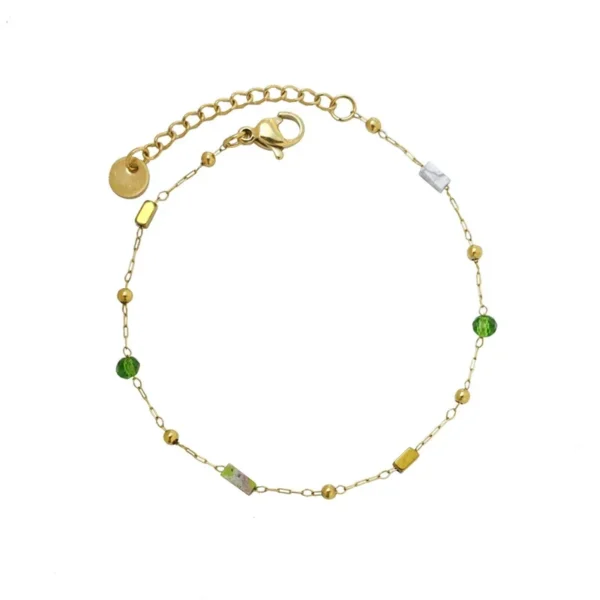 Green Crystal Beads Chain Bracelet