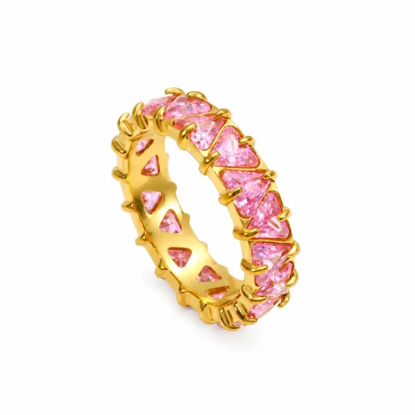 All-Around Triangle Crystals Ring