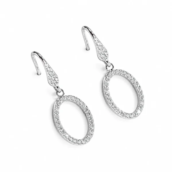 Crystal Oval Openwork Drop Earrings