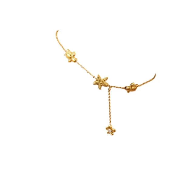 Starfish Anklet with Turtle & Crystal Flower