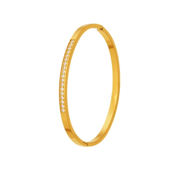 Polished Pavé Bar Hinge Bangle