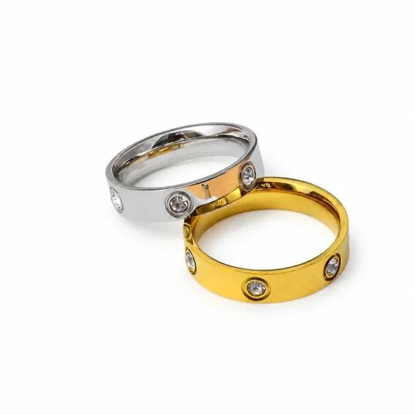 Band Ring with Bezel CZ Grooves