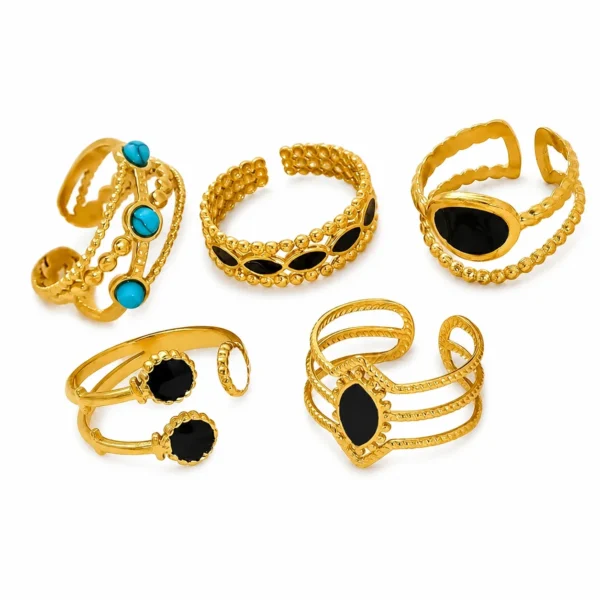 Beaded Enamel Cuff Ring