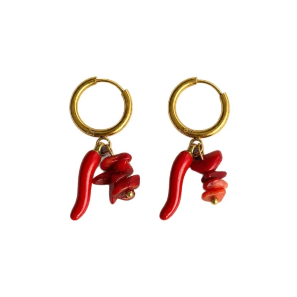 Red Chili Charms Hoop Earrings