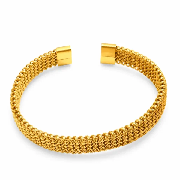 Open Cuff Bracelet With Braided Mesh