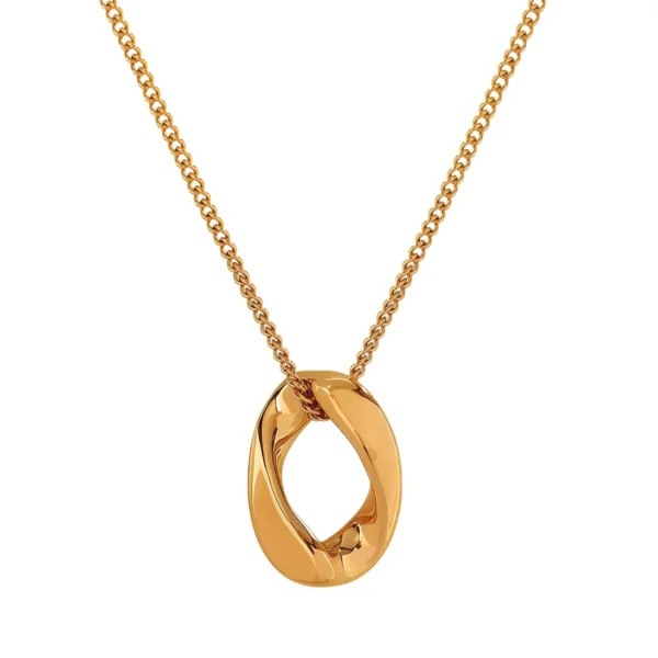 Pendant Necklace Oval Open Wave