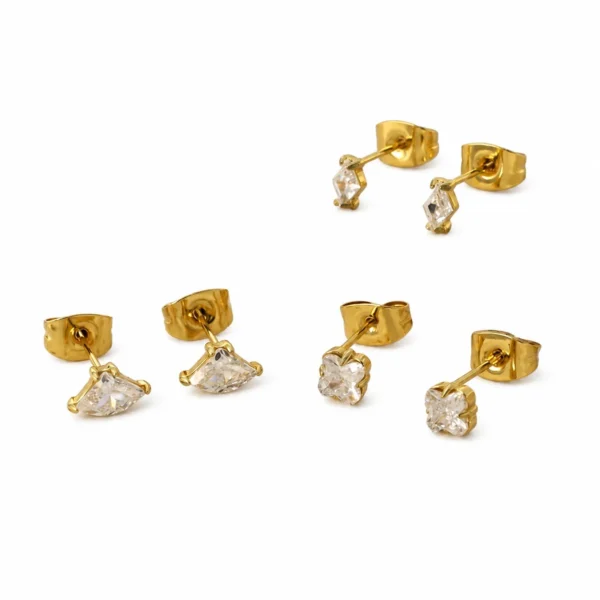 Round, Marquise & Clover Stud Earrings