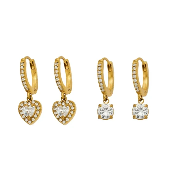 Crystal Drop Charms Hoop Earrings