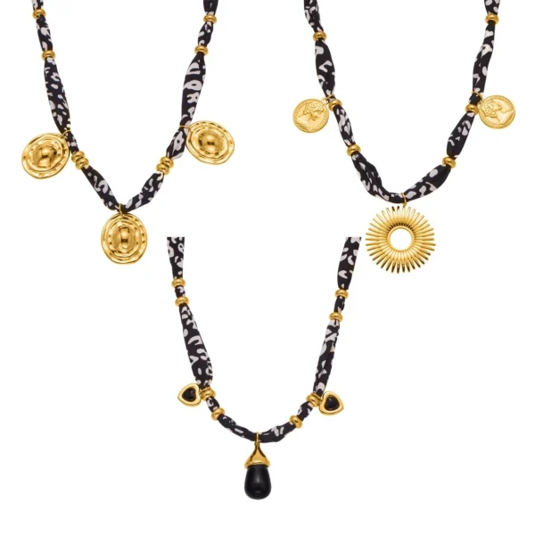 Printed Fabric and Charms Necklace