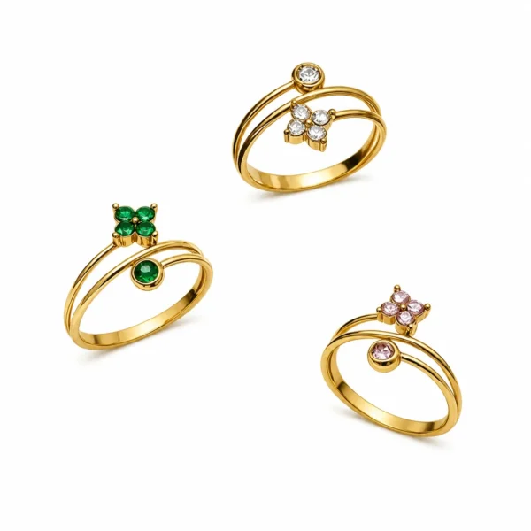 Clover Triple-Band CZ Ring