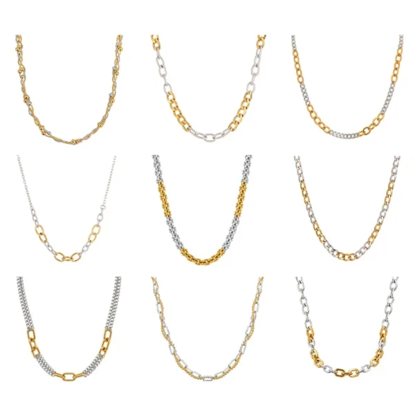 Two-Tone Mixed-Link Chain Necklace