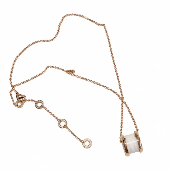 Ceramic Barrel Pendant Necklace with Crystal Accent