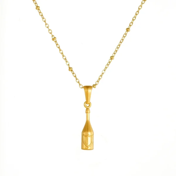 Bottle Pendant Necklace with Beaded Chain