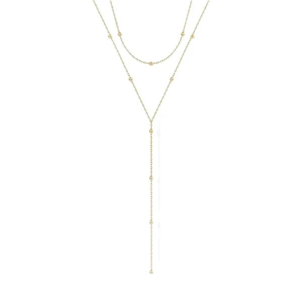 Layered Bead Y Necklace