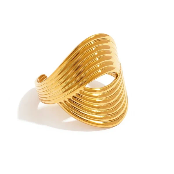 Openwork Ribbed Adjustable Ring