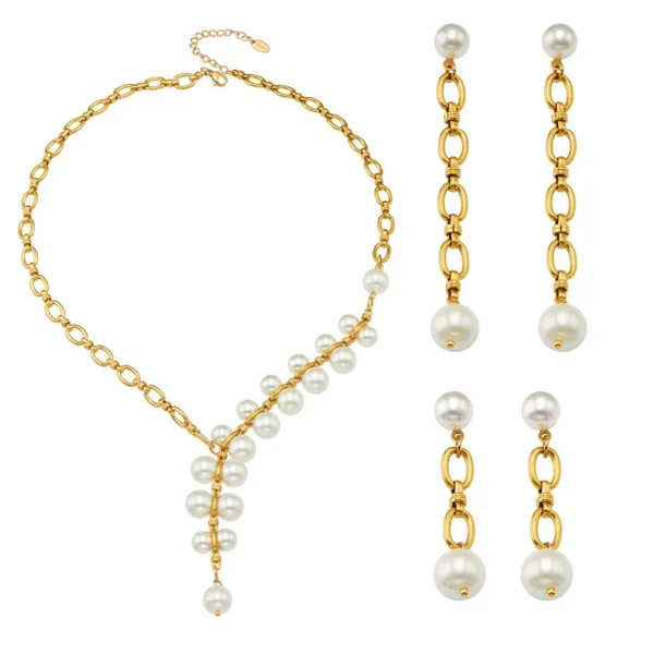 Asymmetric Paperclip Shell Pearl Jewellery — Choose Your Piece