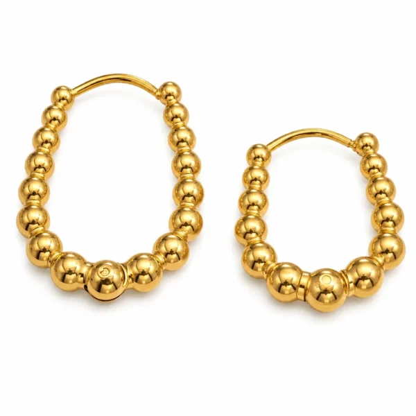 Polished Bead Hoop Earrings
