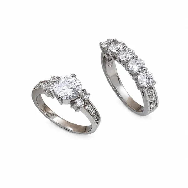 Brilliant Round CZ Pavé Solitaire Ring