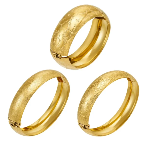 Floral Engraved Dome Hinged Bangle