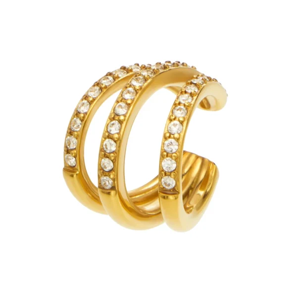 Ear Cuff Triple Crystal Rows — Single