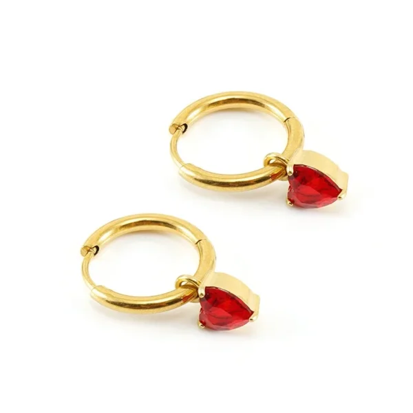 Heart CZ Charm Huggie Earrings