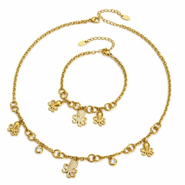 Octopus Charm CZ Chain Jewellery — Choose Your Piece