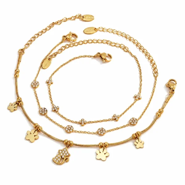 Paw Charm CZ Chain Bracelet