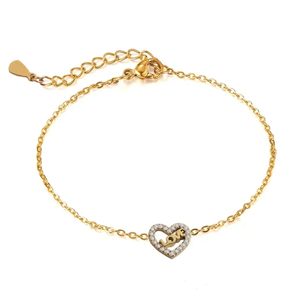 Bracelet, Crystal Heart LOVE Letter