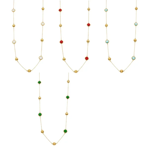 Facet Crystal Bead Station Necklace
