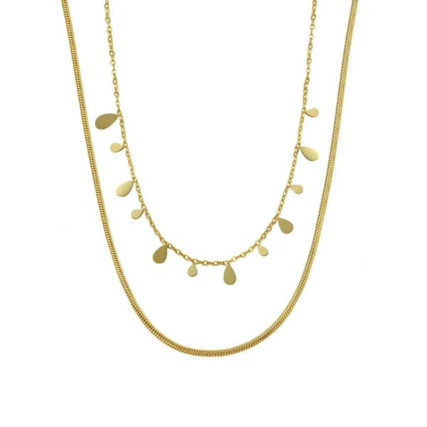 Layered Necklace Teardrop Fringe