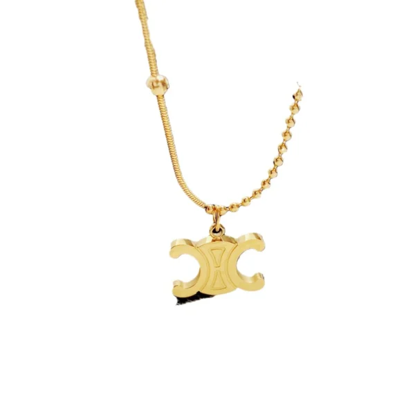 Double-C Pendant Necklace with Beaded Chain