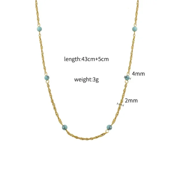 Twisted Chain Turquoise-Blue Bead Necklace